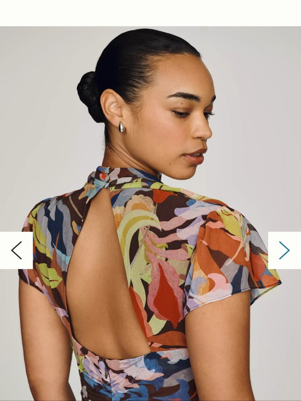 NEW Anthropologie Open Back Mixed Print Pleated Plunge V Neck Maxi Chiffon Dress - Picture 7 of 16